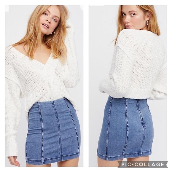 Free People Modern Femme Denim Mini Skirt - Picture 1 of 7